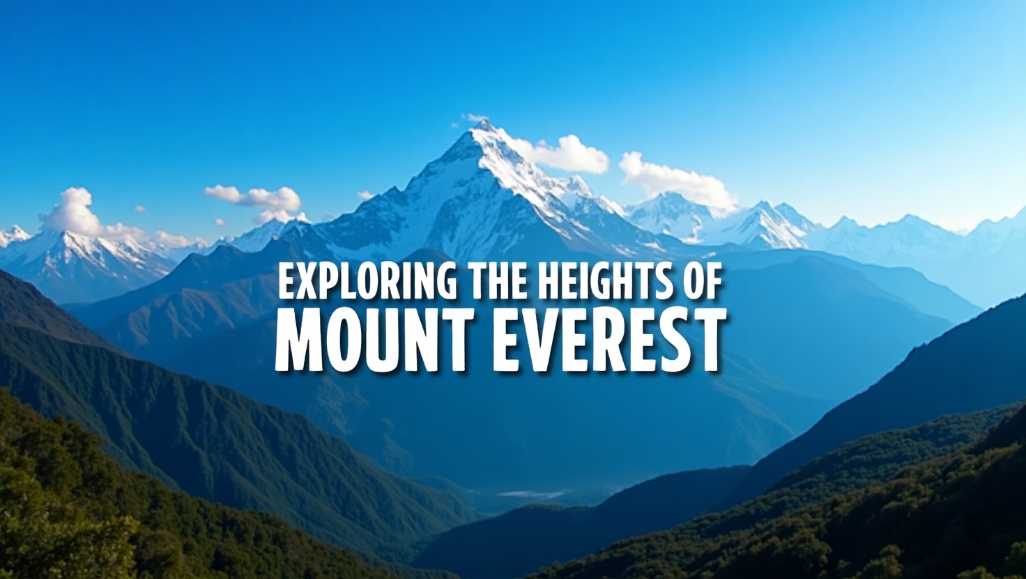 Mount Everest located in Nepal with snow-covered peaks under clear blue sky