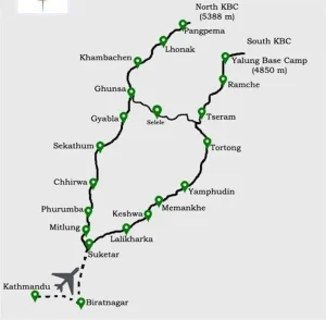 Kanchenjunga Circuit Trek Map