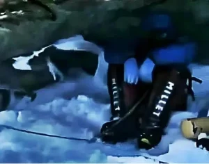 David Sharp resting beside the climbing route on Mount Everest during the 2006 climbing season.