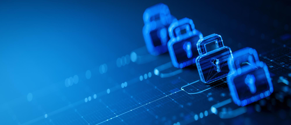 Digital padlock icons representing Nepal Outdoor Expeditions' data security and privacy practices